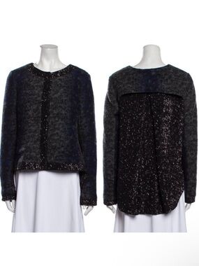 GRYPHON Crosby Wool Tweed Sequin High Low Jacket L